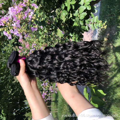 Thick Bottom Human Hair 10A Hair Weft, Water Wave 8-30 Inch Wet And Wavy Bundles With Closure